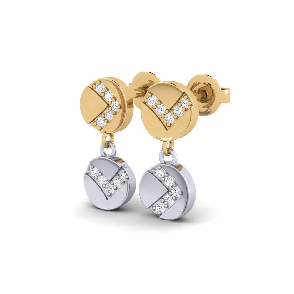 14ct Yellow & White Gold Women's Earring Empung
