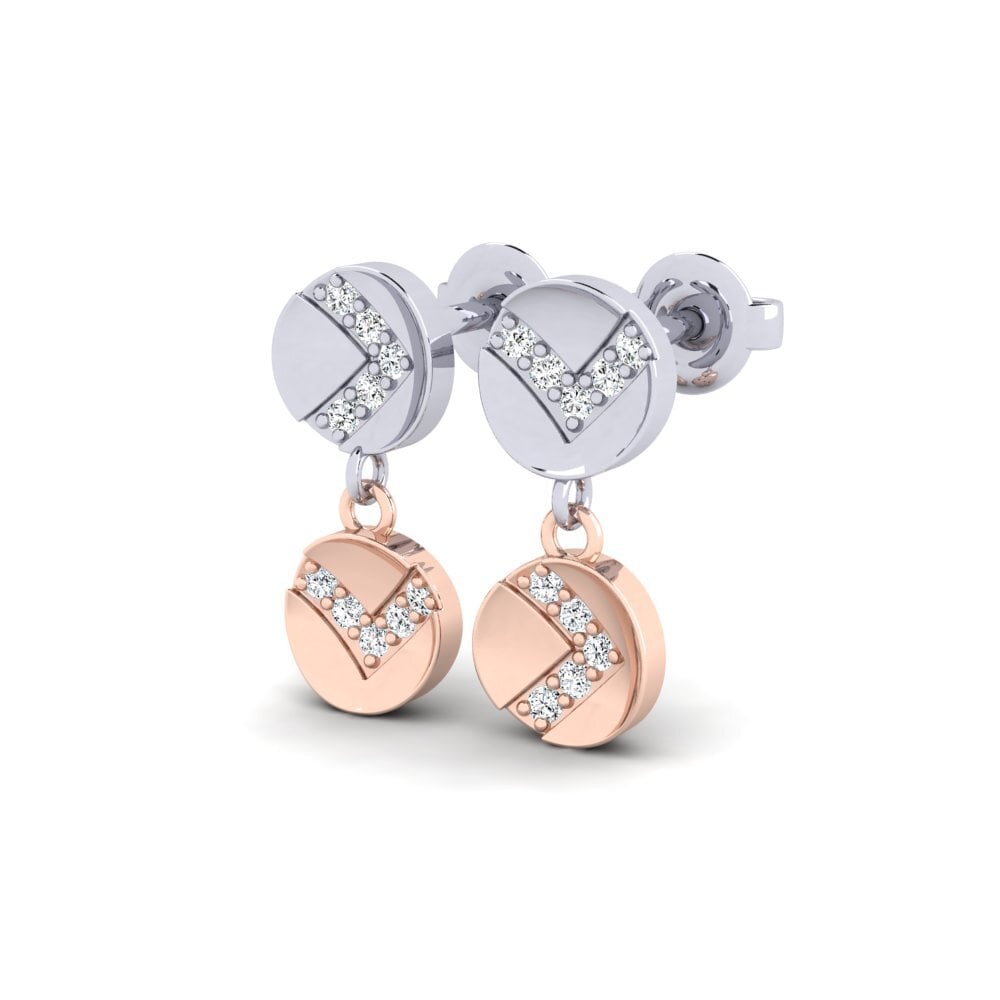 14k White & Rose Gold Zirconia Women's Earring Empung