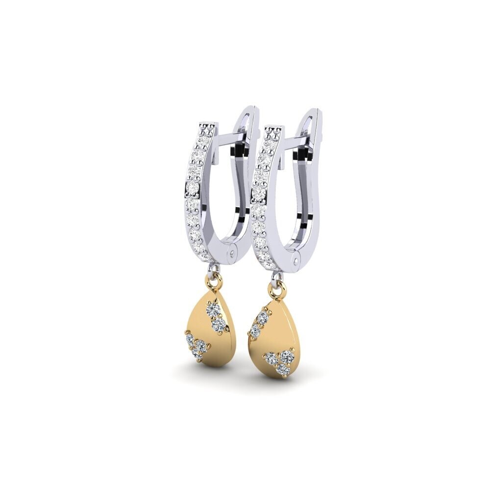 14k White & Yellow Gold Zirconia Women's Earring Favemini