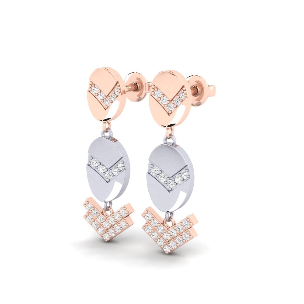 9k Oro Rosa/Blanco Pendiente de mujer Hakodate