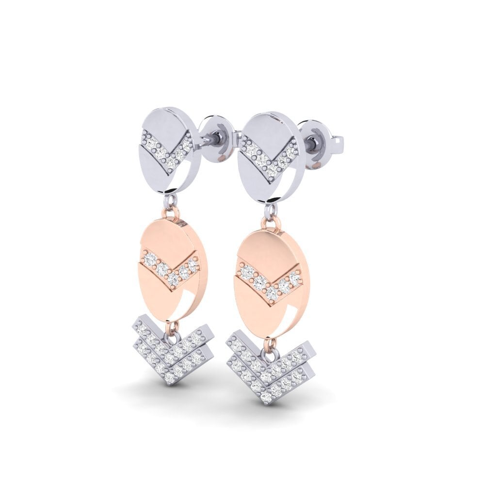 14ct White & Rose Gold Women's Earring Hakodate