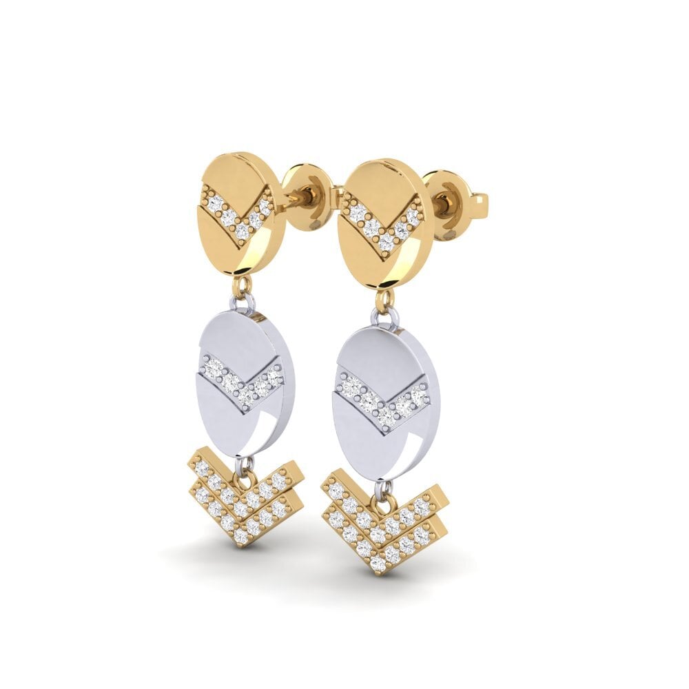 14ct Yellow & White Gold Women's Earring Hakodate