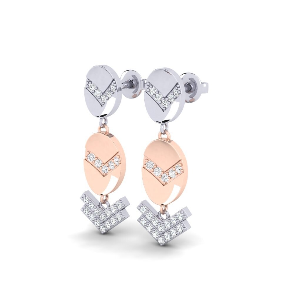 14k White & Rose Gold Zirconia Women's Earring Hakodate