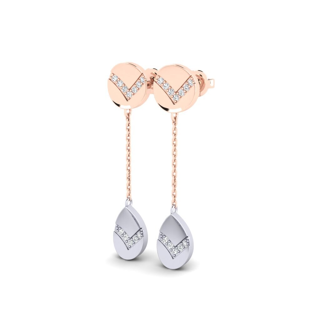 14k Rose & White Gold Zirconia Women's Earring Ibuki