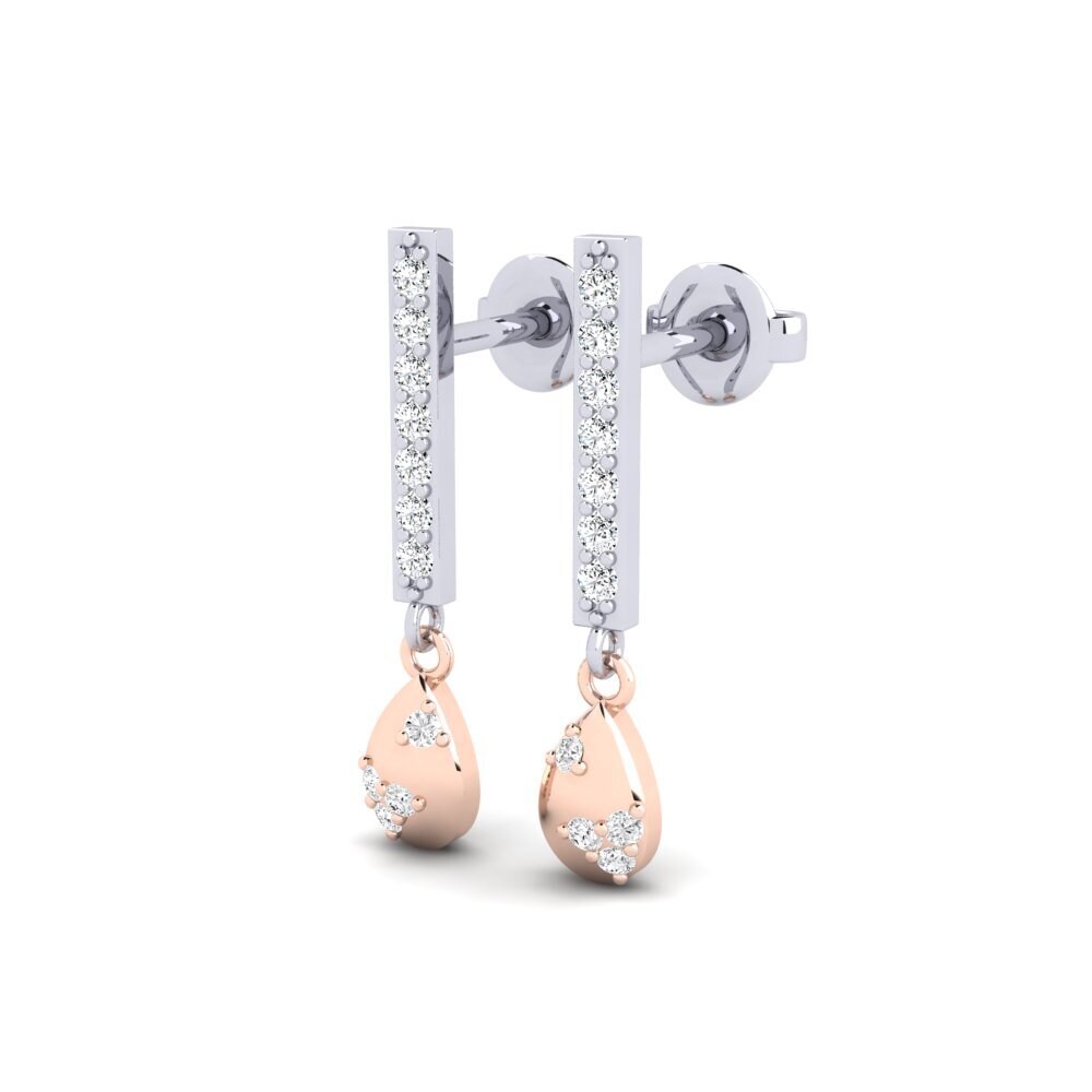 14k White & Rose Gold Zirconia Women's Earring Jabalax