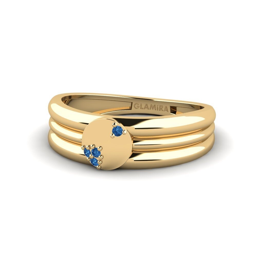 Zircônia azul escuro Anel Kahity