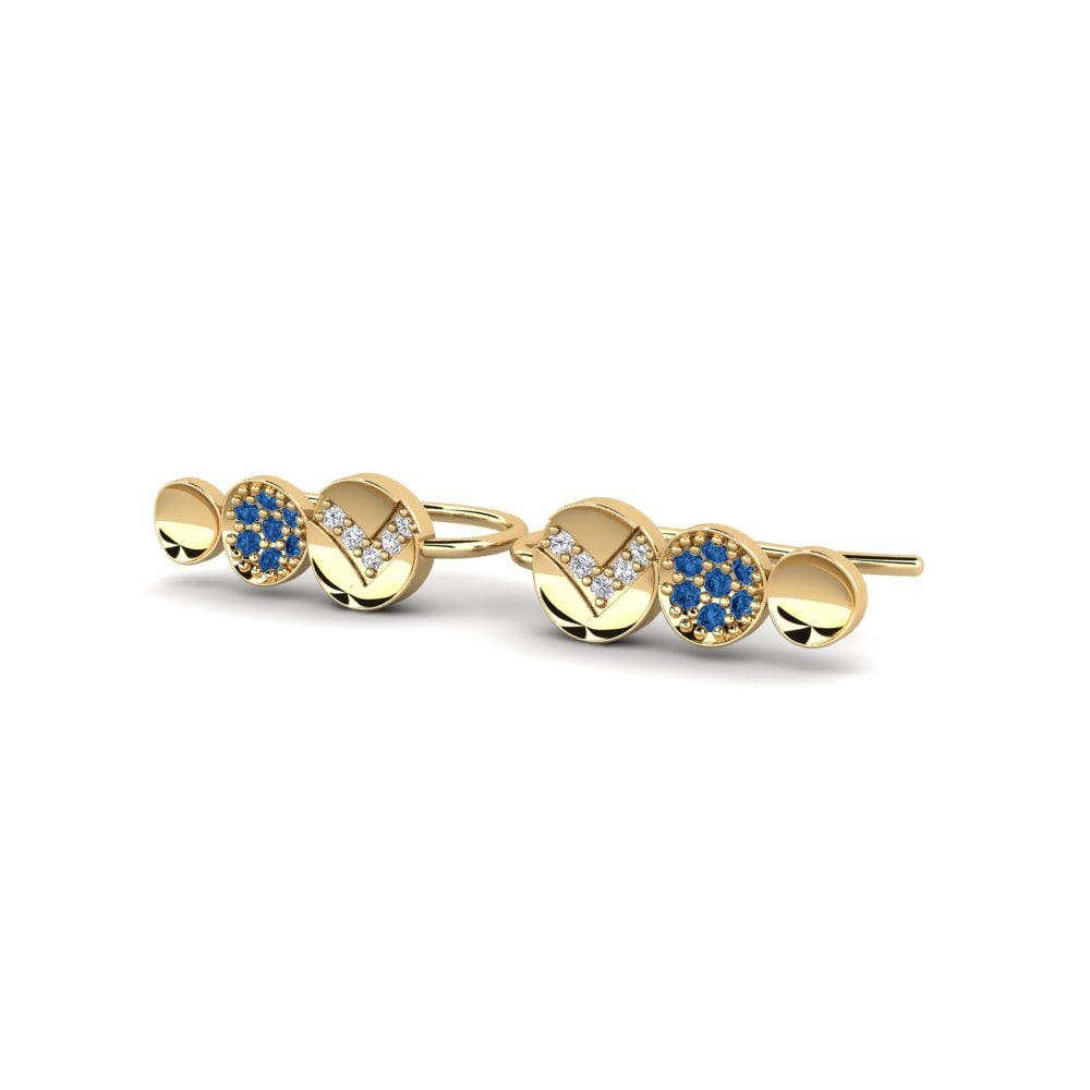 Zircônia azul escuro Brincos Feminino Kemukus