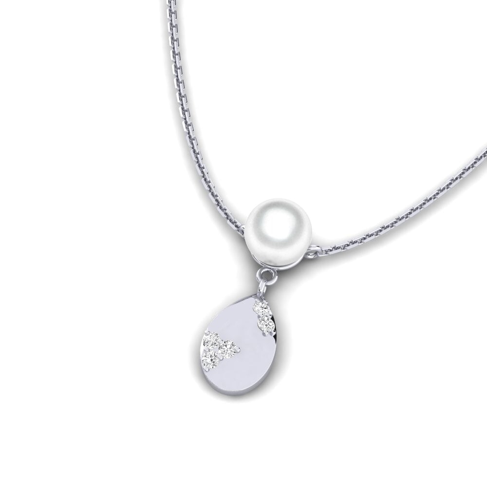 14k Oro Blanco Collar de Mujer Lumpler