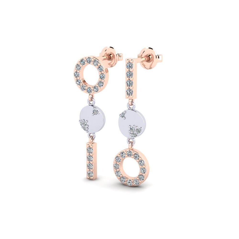 14k Rose & White Gold Zirconia Women's Earring Nainfs