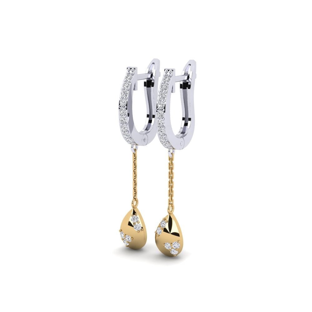 Ouro Amarelo Branco 14K Brincos Feminino Sekroni