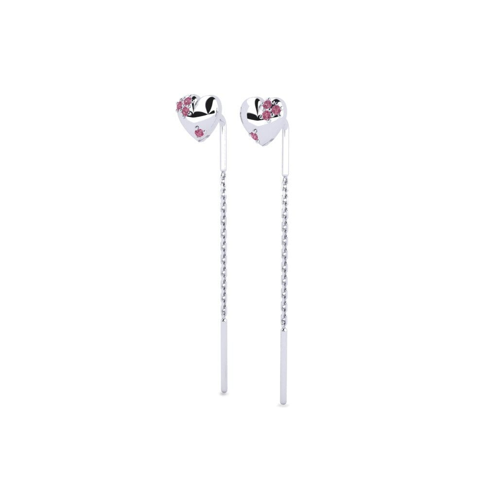 9ct White Gold Rhodolite Garnet Women's Earring Shuti