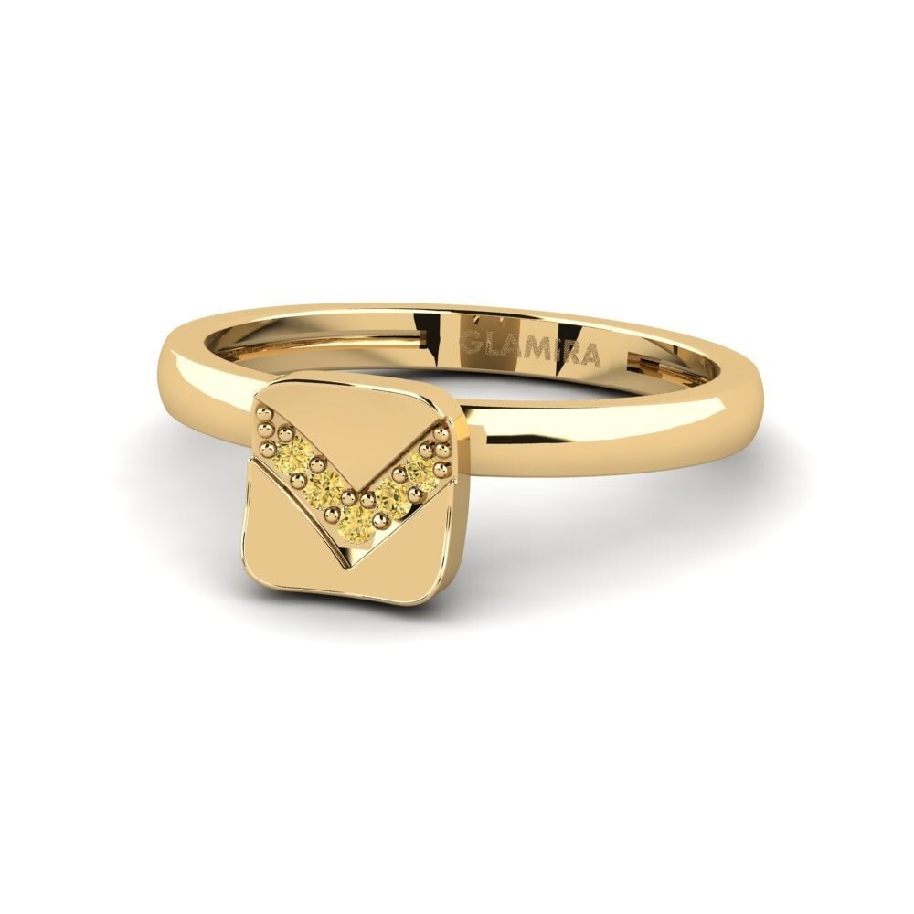 Diamante Amarelo Anéis de Mindinho Sinuido