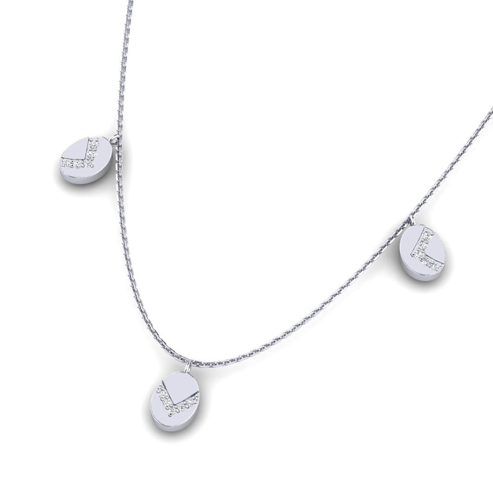 14k Oro Blanco Collar de Mujer Anjwado