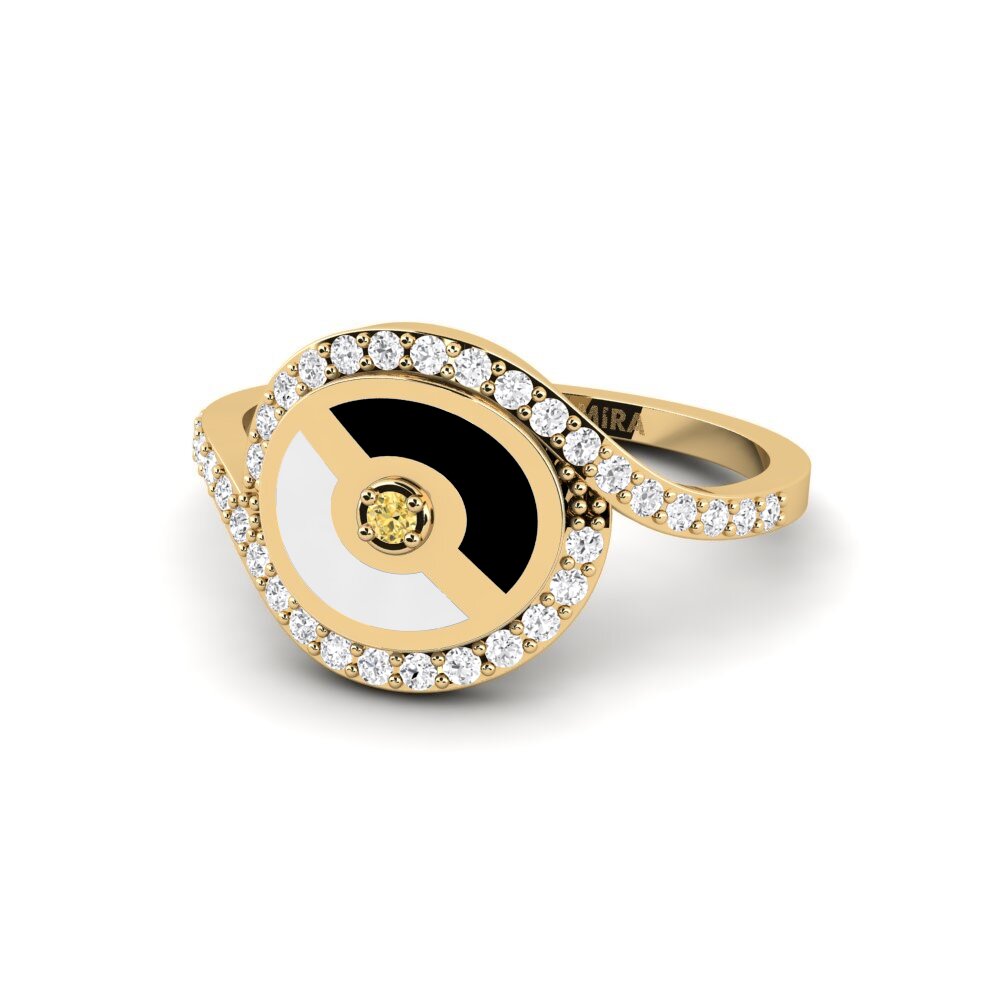 Bagues Diamant Jaune Solitaire Pavé