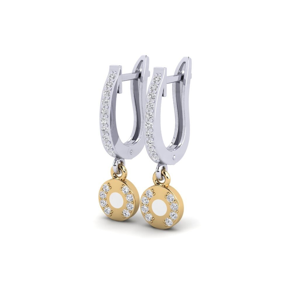 Ouro Amarelo Branco 14K Brincos Feminino Iter