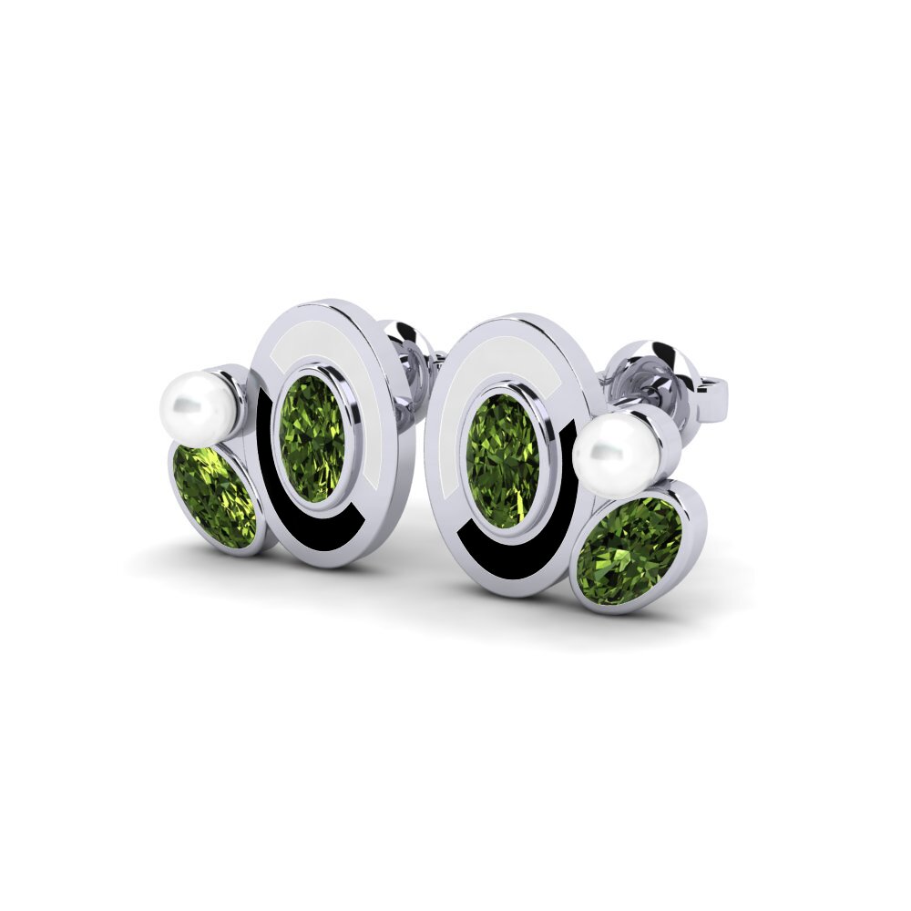 14ct White Gold Green Sapphire Women's Earring Kortars
