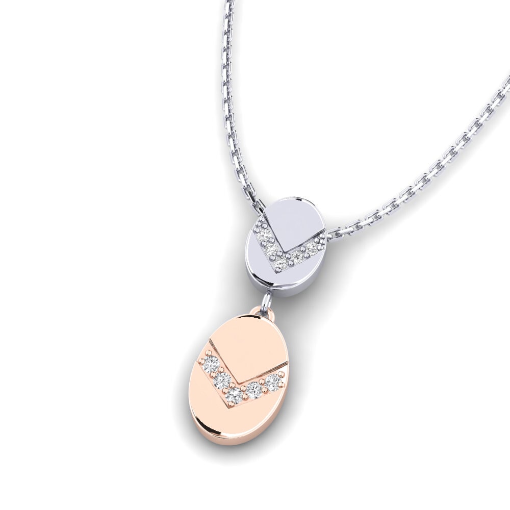 14k Oro Blanco / Rosa Colgante de Mujer Mokina