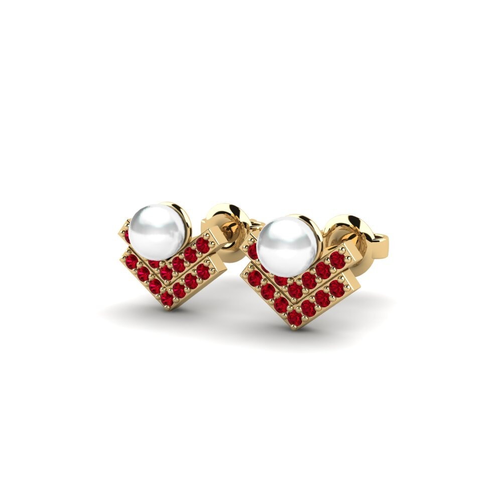 Red Zirconia Women's Earring Mitake