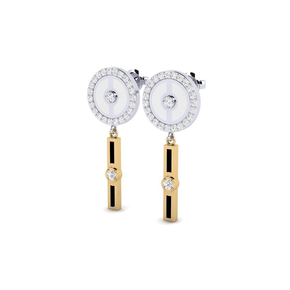 14k White & Yellow Gold Zirconia Women's Earring Monzers