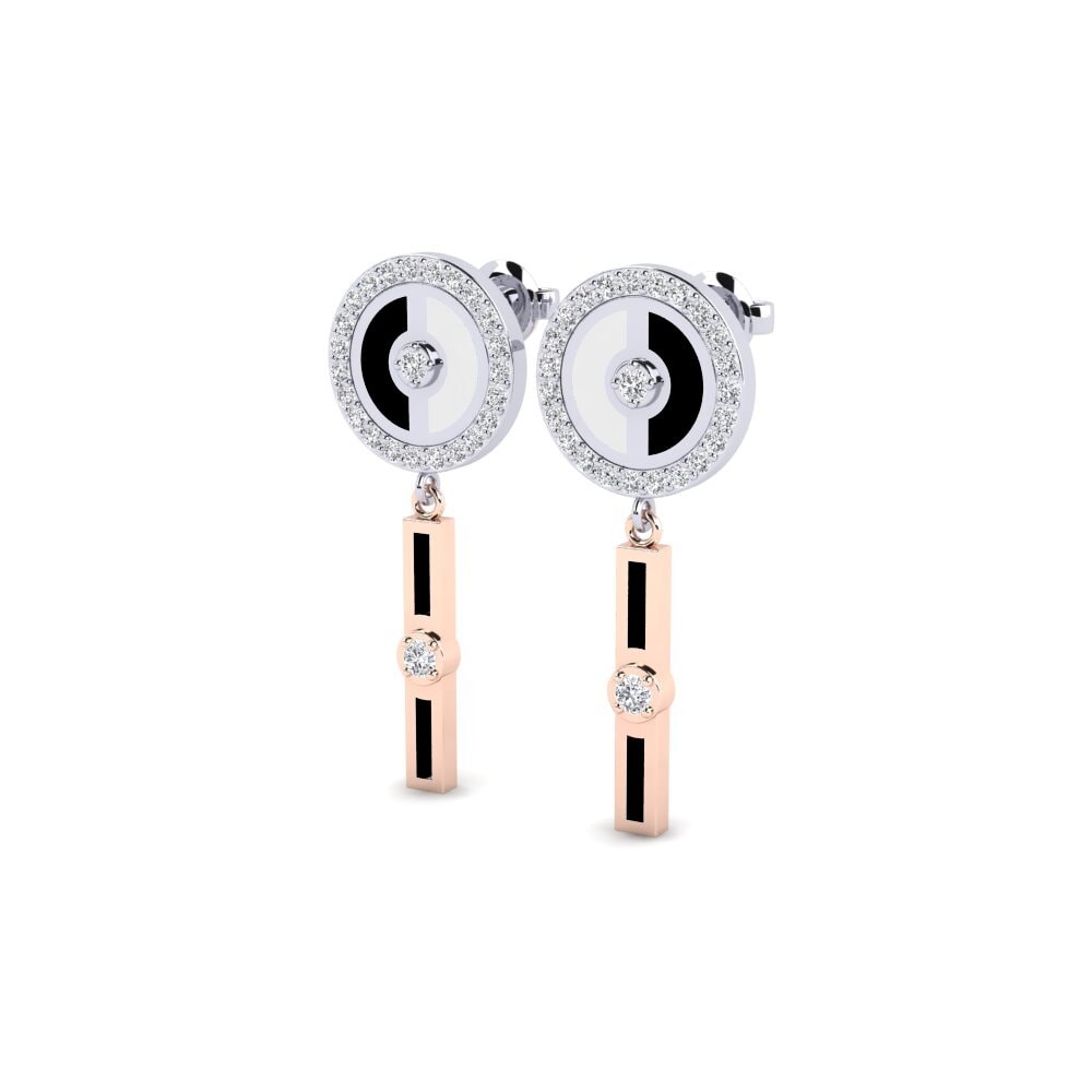 14k Oro Blanco & Rosa Pendiente de mujer Monzers