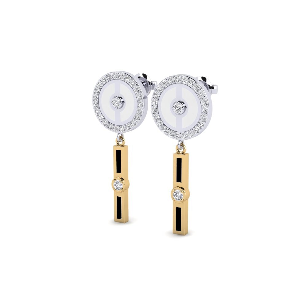 Ouro Amarelo Branco 14K Brincos Feminino Monzers