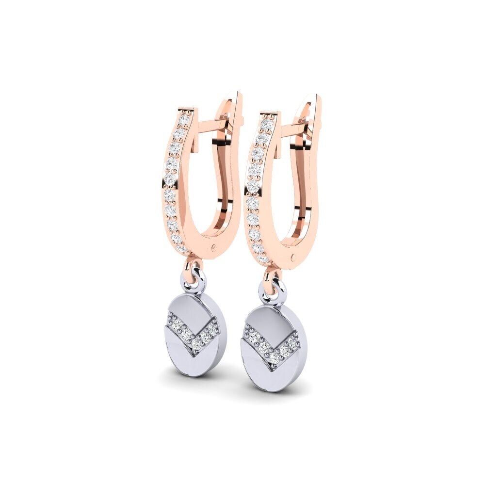 14k Rose & White Gold Zirconia Women's Earring Rebun