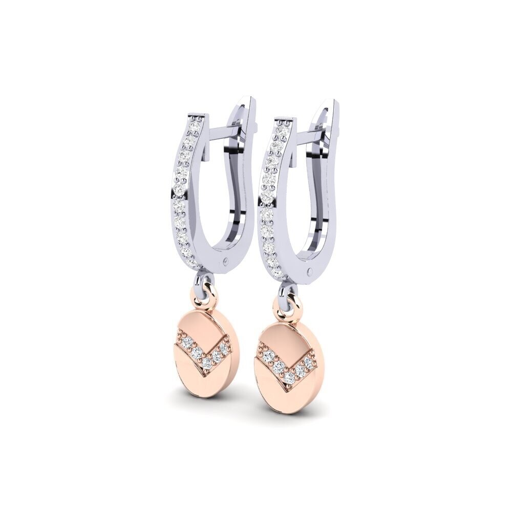 14k White & Rose Gold Zirconia Women's Earring Rebun