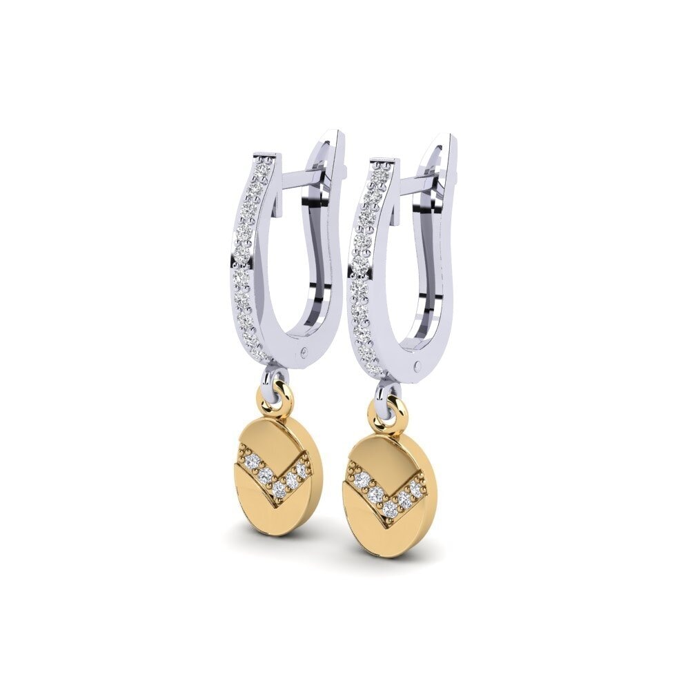 Ouro Amarelo Branco 14K Brincos Feminino Rebun