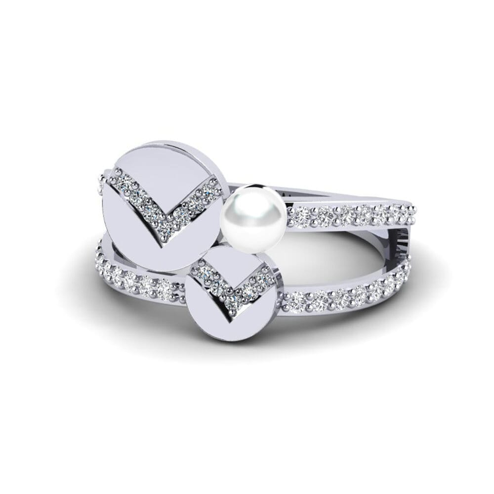 9k Oro Blanco Circonita Anillo Salm