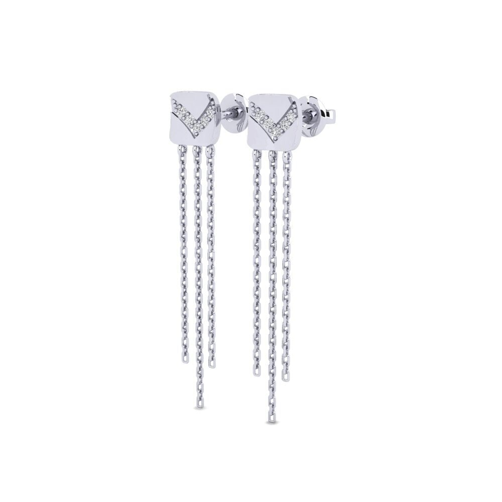 14k Oro Blanco Diamante Pendiente de mujer Sanford