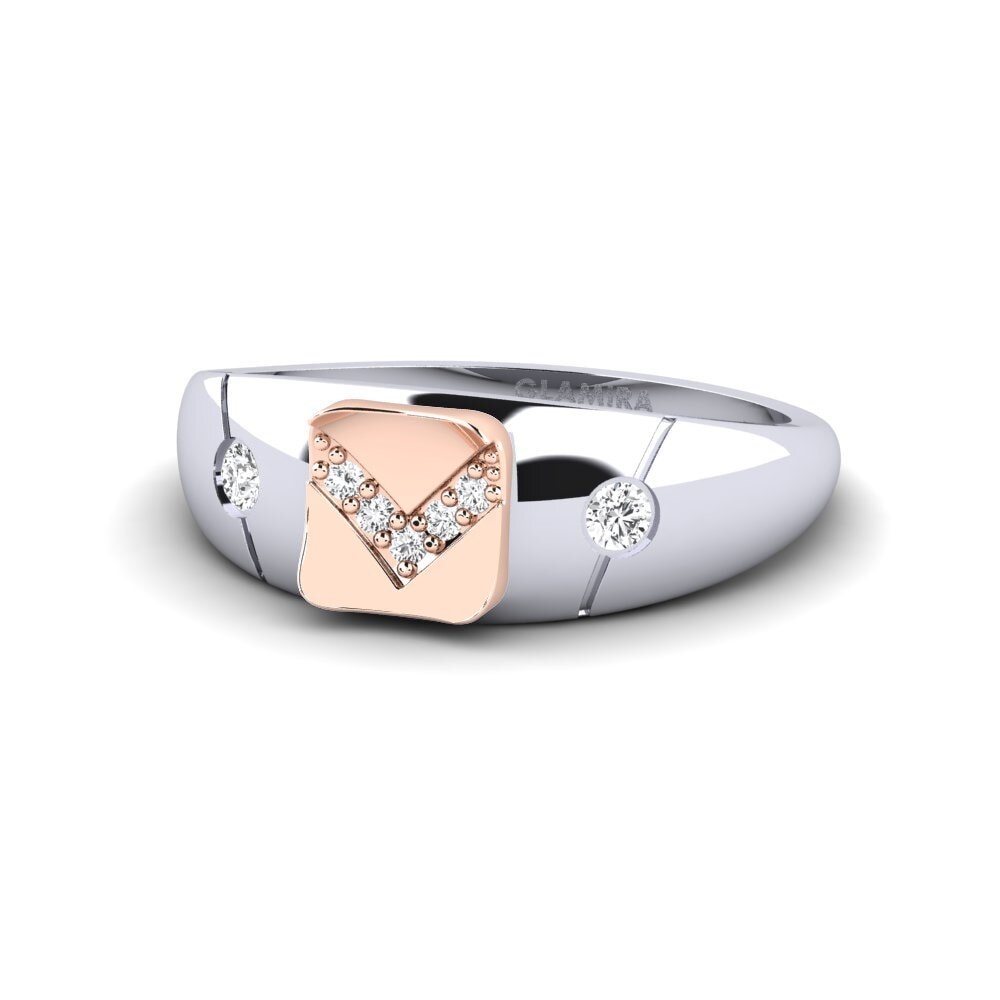 14k Oro Blanco / Rosa Anillo Sinjido