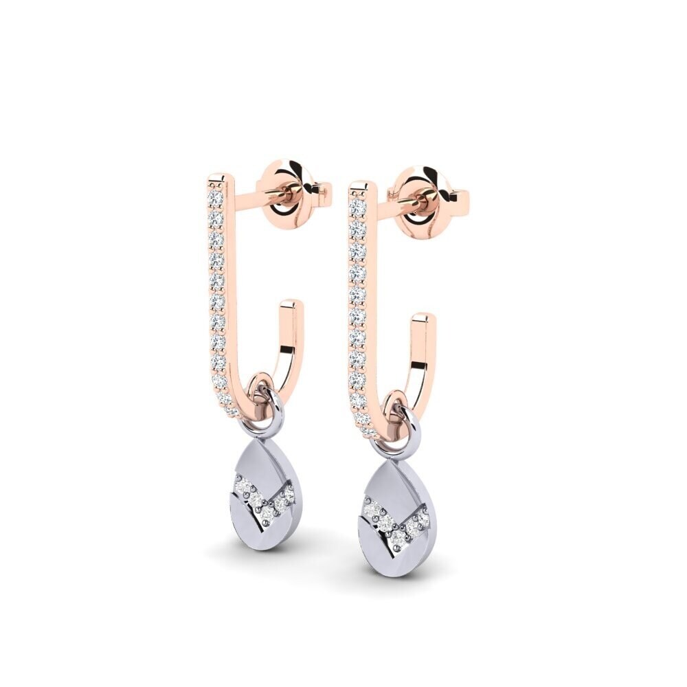 14k Rose & White Gold Zirconia Women's Earring Volovec