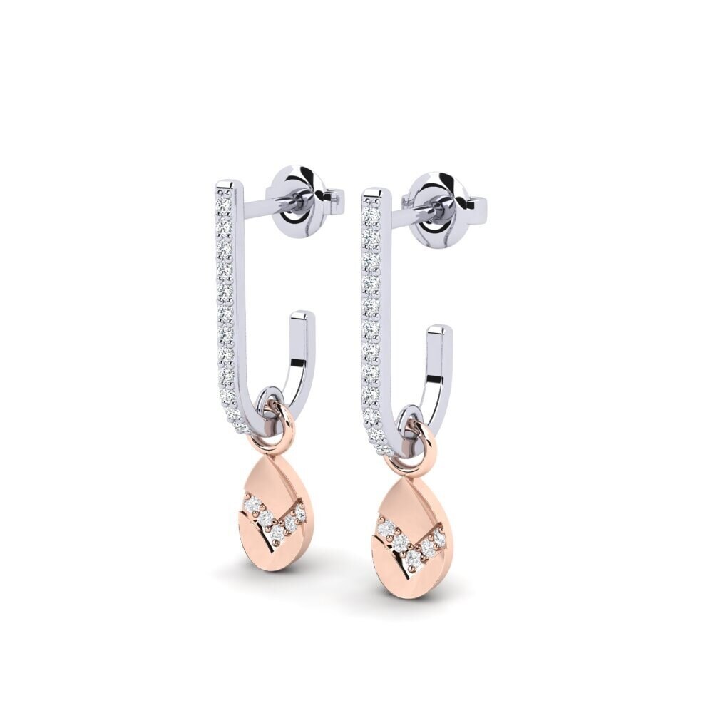 14k White & Rose Gold Zirconia Women's Earring Volovec