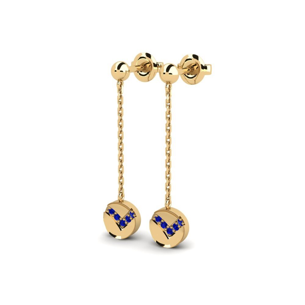 14k Oro Amarillo Redondo Zafiro Pendiente de mujer Vrangel