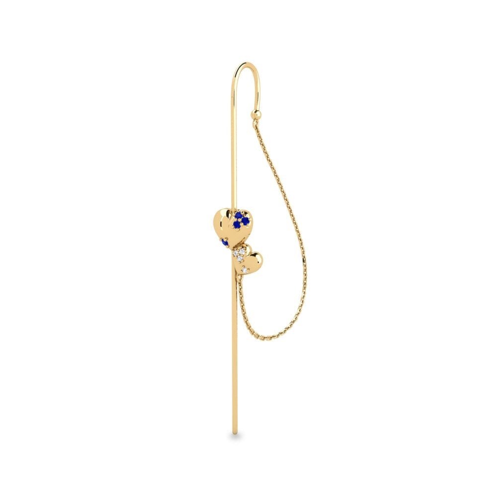 14k Oro Amarillo Redondo Zafiro Perforación de oreja Xubishi