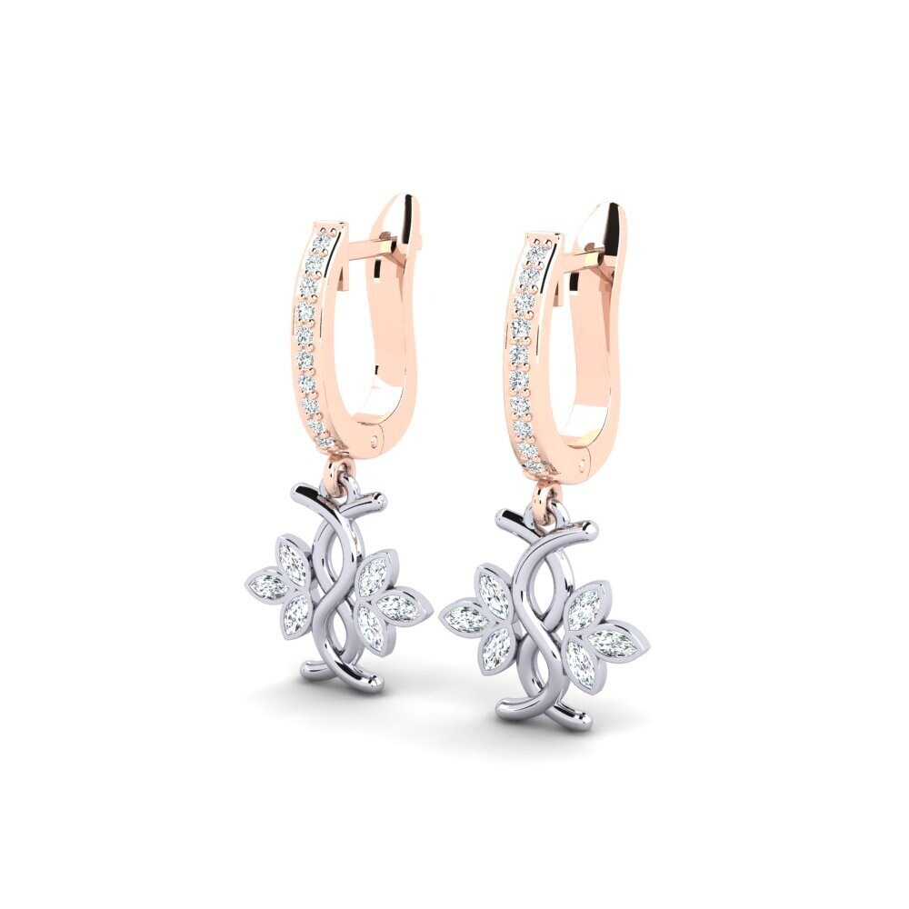 14k Oro Rosa & Blanco Pendiente de mujer Deranger