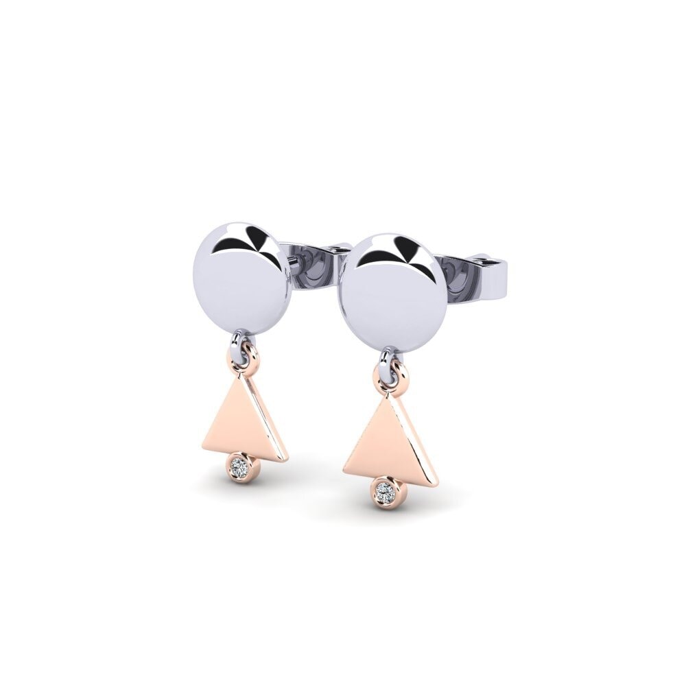 18k Oro Blanco / Rosa Pendiente de mujer Elbmudeh