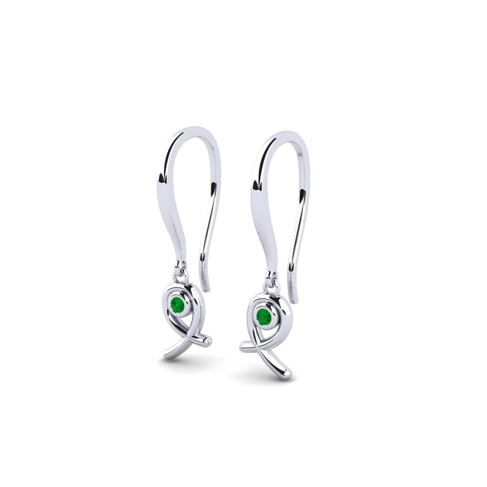 Plata 925 Esmeralda Pendiente de mujer Entout
