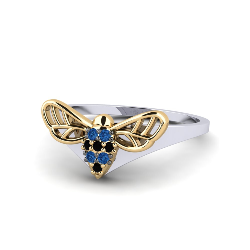 Zircônia azul escuro Anel Anopatisia