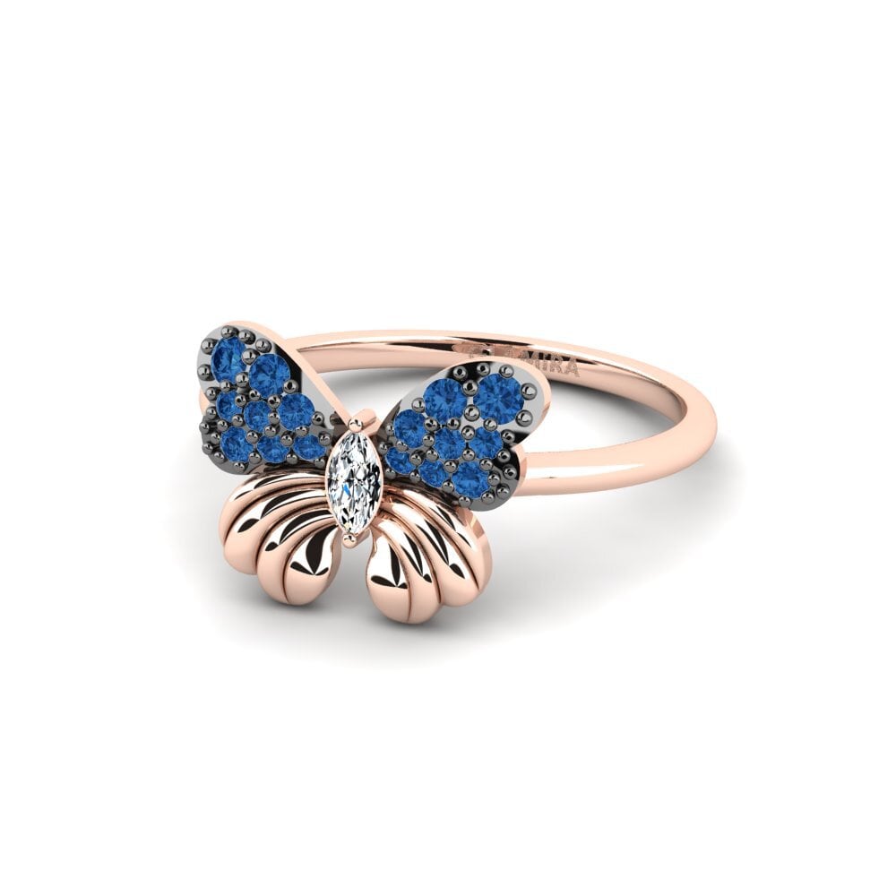 Zircônia azul escuro Anel Aylaia