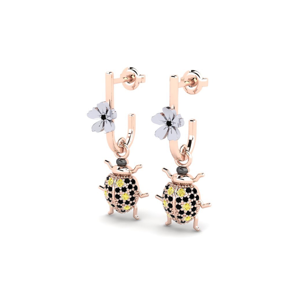 Saphir Jaune Boucle d'oreille femme Cenevr