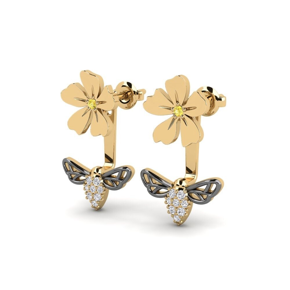 Saphir Jaune Boucle d'oreille femme Lagoumitzi