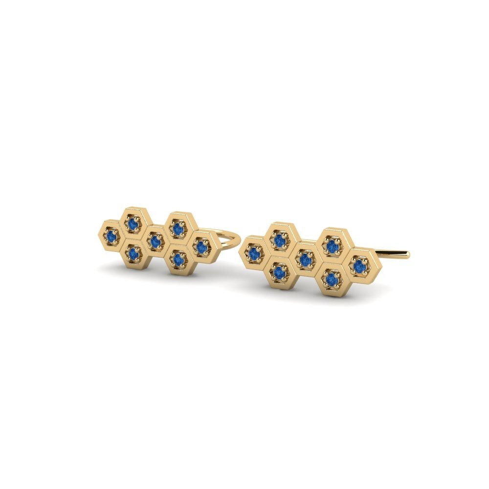 Zircônia azul escuro Brincos Feminino Maizonos