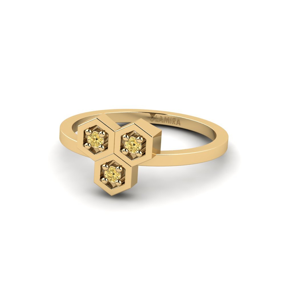 Diamante Amarelo Anel mindinho Mitropoleos