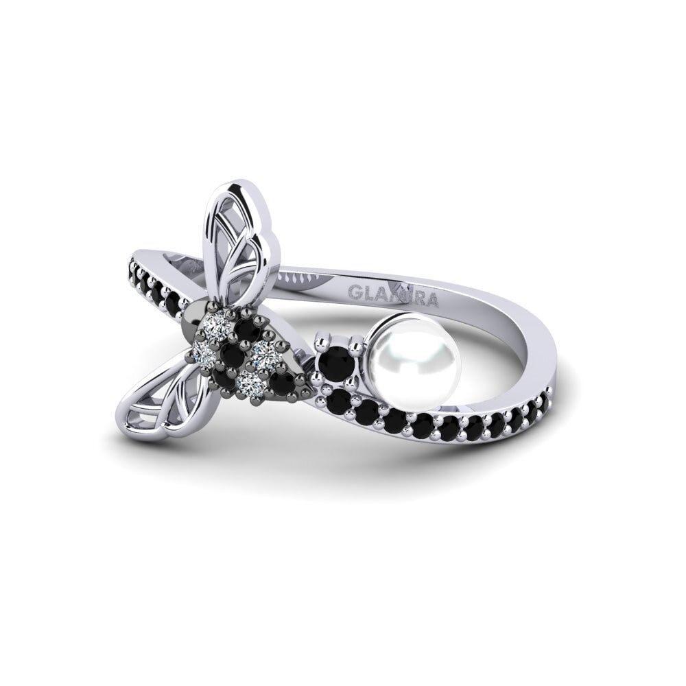 9k Oro Blanco Circonita Anillo Petroupolit