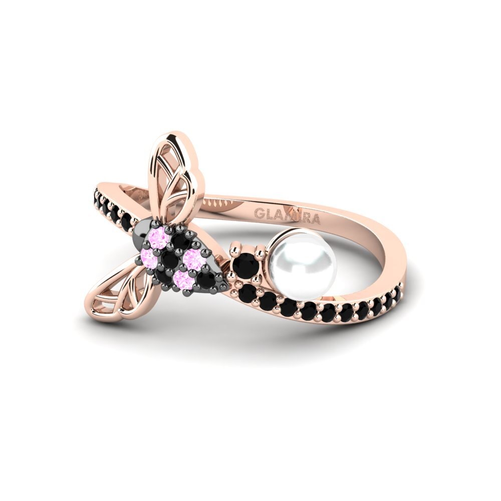 14k Oro Rosa Zafiro Rosado Anillo Petroupolit