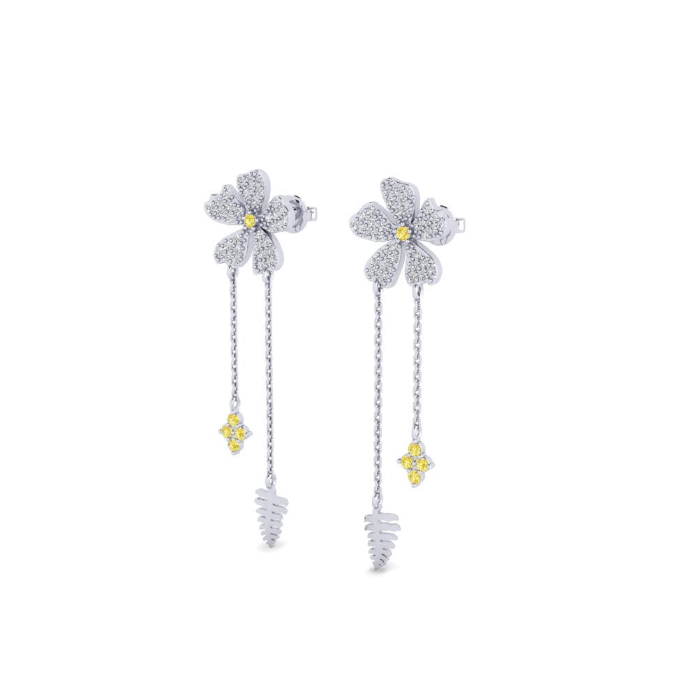 Saphir Jaune Boucle d'oreille femme Saponara
