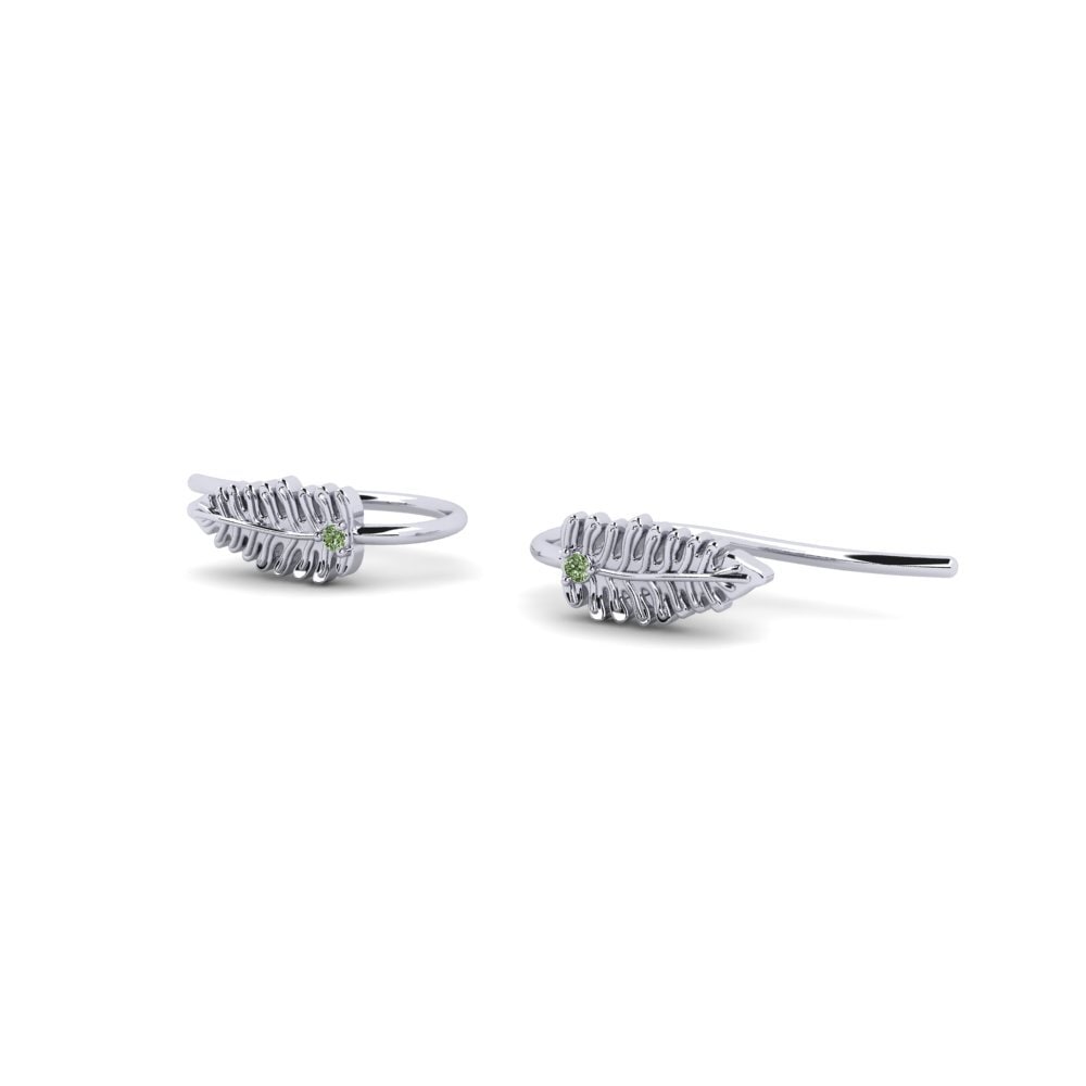 Oro Bianco 585 Diamante Verde Orecchino da donna Nsoko - A