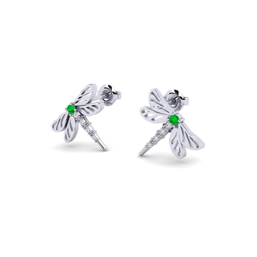 Plata 925 Esmeralda Pendiente de mujer Nsoko - B