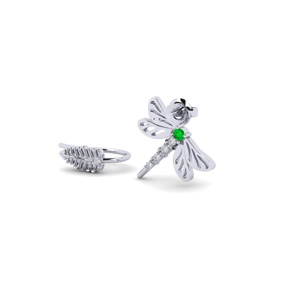 Plata 925 Esmeralda Pendiente de mujer Nsoko - SET